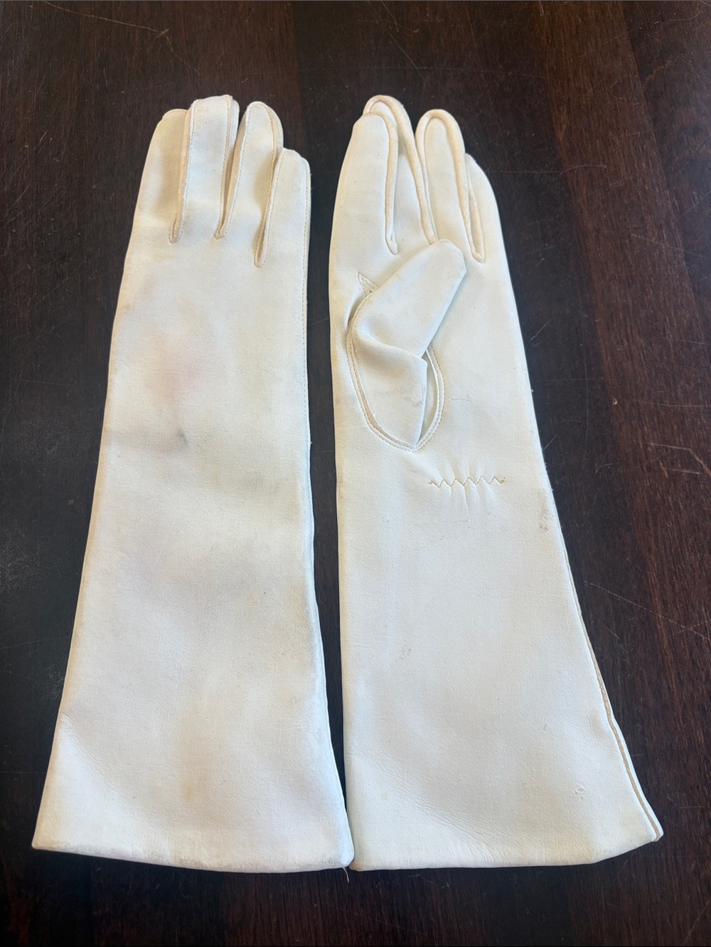 Vintage faux Leather Long White Gloves Japan